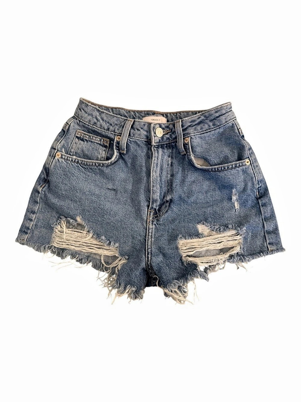 Forever 21 Blue Distressed Denim Cutoff Shorts Size 24
